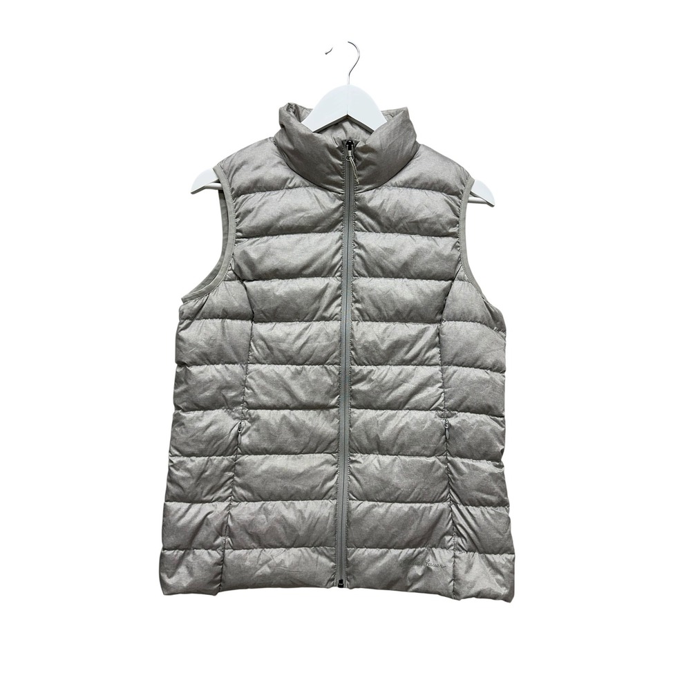 Eddie Bauer Women Gray EB650 Down Puffer Vest Full Zip Sleeveless Jacket Medium